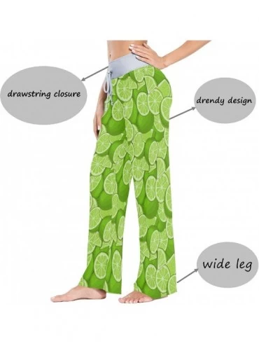 Bottoms Green Fresh Citrus Fruit Lemon Lime Slices Women's Pajama Pants Lounge Sleep Wear - Multi - CP19C8ZTKAH $17.96