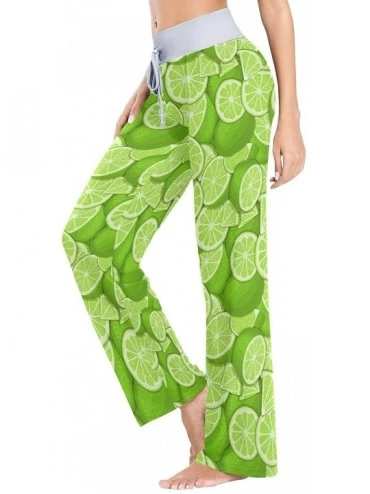 Bottoms Green Fresh Citrus Fruit Lemon Lime Slices Women's Pajama Pants Lounge Sleep Wear - Multi - CP19C8ZTKAH $17.96