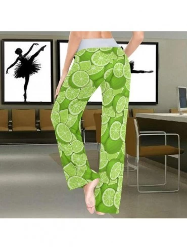 Bottoms Green Fresh Citrus Fruit Lemon Lime Slices Women's Pajama Pants Lounge Sleep Wear - Multi - CP19C8ZTKAH $17.96