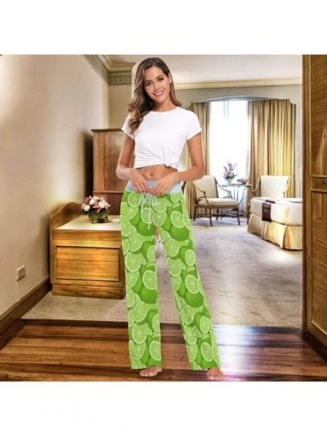 Bottoms Green Fresh Citrus Fruit Lemon Lime Slices Women's Pajama Pants Lounge Sleep Wear - Multi - CP19C8ZTKAH $17.96