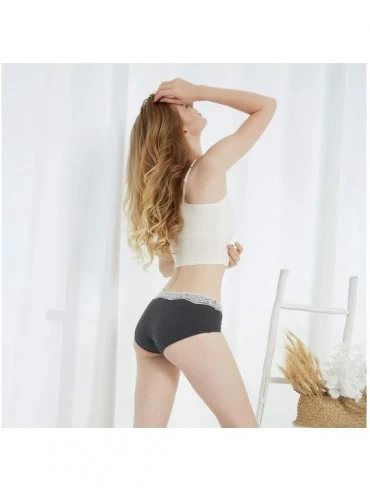 Panties Womens Lace Underwear Cotton Hipster Panties Regular & Plus Size 6-Pack - Black and Grey - C5196N05RGT $21.44