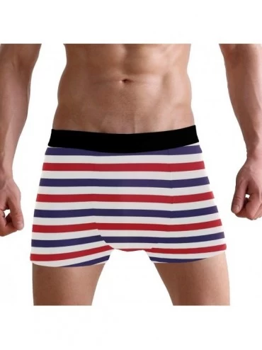 Boxer Briefs Blue and Red Striped Mens Boxer Briefs Underwear Breathable Stretch Boxer Trunk with Pouch - Blue - C318M9AYX6Q ...