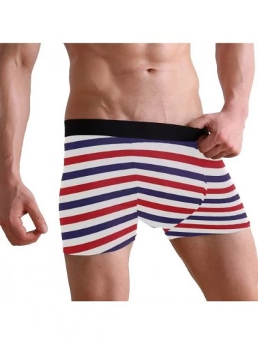 Boxer Briefs Blue and Red Striped Mens Boxer Briefs Underwear Breathable Stretch Boxer Trunk with Pouch - Blue - C318M9AYX6Q ...