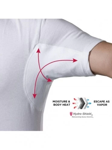 Undershirts Sweatproof Undershirt for Men w/ Underarm Sweat Pads (Original Fit- Deep V-Neck) - White - CQ11DJAMQGZ $30.69