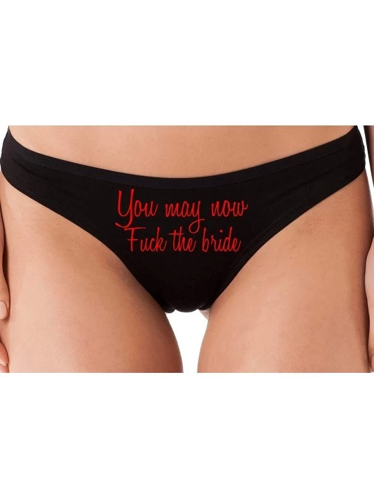 Panties You May Now Fuck The Bride Honeymoon Bridal Sexy Black Thong - Red - CK18M8GRD4H $17.05