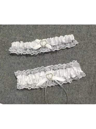 Garters & Garter Belts Beaded Wedding Garters for Bride Stretch Prom Garter with Toss Away - White - C718IH2SIXG $13.31