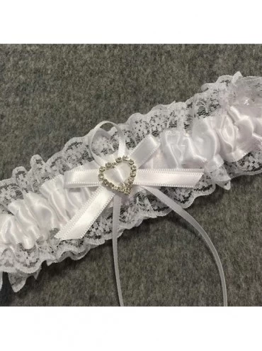 Garters & Garter Belts Beaded Wedding Garters for Bride Stretch Prom Garter with Toss Away - White - C718IH2SIXG $13.31