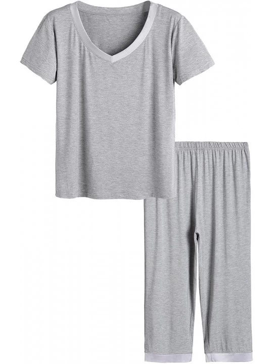 Sets Women's Sleepwear Tops with Capri Pants Pajama Sets - Light Gray - CO19CMGSDXC $29.56