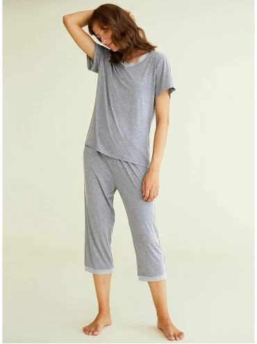 Sets Women's Sleepwear Tops with Capri Pants Pajama Sets - Light Gray - CO19CMGSDXC $29.56