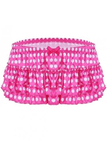 Briefs Men's Polka Dot Tiered Satin Skirted Panties Sissy Ruffled Bloomers Bikini Briefs Crossdress Underwear - Type B Rose -...