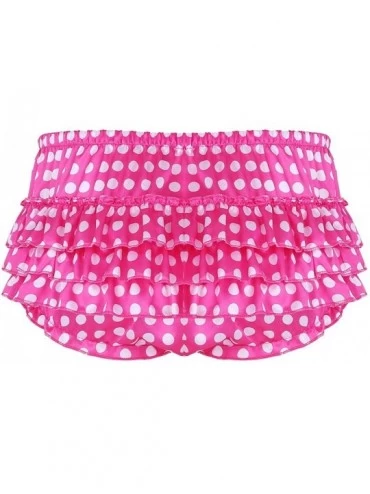 Briefs Men's Polka Dot Tiered Satin Skirted Panties Sissy Ruffled Bloomers Bikini Briefs Crossdress Underwear - Type B Rose -...