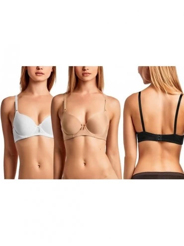 Bras Women's Pack of 6 Padded Bras w/Adjustable Shoulder Straps - Simple Essentials - CU18YNG9Z5R $23.91