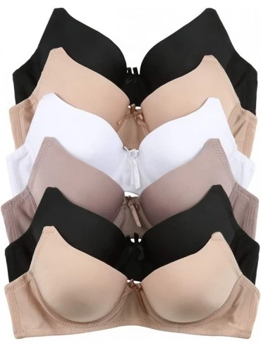 Bras Women's Pack of 6 Padded Bras w/Adjustable Shoulder Straps - Simple Essentials - CU18YNG9Z5R $23.91