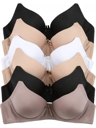 Bras Women's Pack of 6 Padded Bras w/Adjustable Shoulder Straps - Simple Essentials - CU18YNG9Z5R $23.91