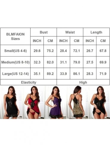 Nightgowns & Sleepshirts Sexy Plus Size Lace Sleep Lingerie Satin Sleepwear Sets S-5X - Aa Light Violet Tie-dyed Venecia - CM...