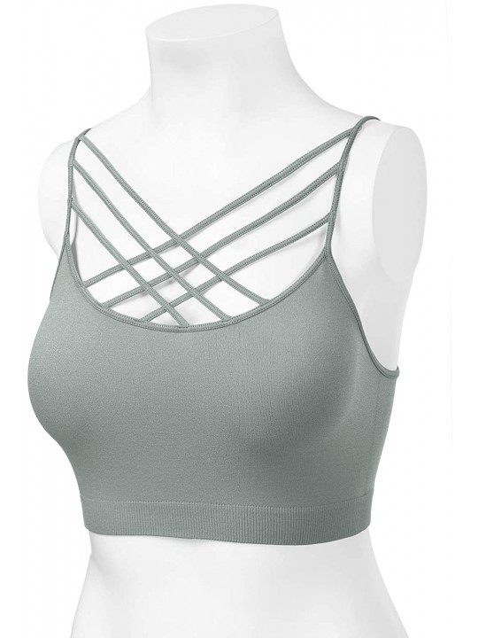 Womens Novelty Bras Seamless Triple Criss Cross Front Bralette Sports Bra 102 Grey Mist 