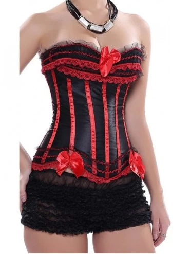 Bustiers & Corsets Women's Sexy Bow Lace Corset Bustier Bodyshaper Top Bodice S-6XL - Red - CT12N1IYQQA $29.59