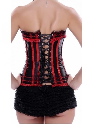 Bustiers & Corsets Women's Sexy Bow Lace Corset Bustier Bodyshaper Top Bodice S-6XL - Red - CT12N1IYQQA $29.59