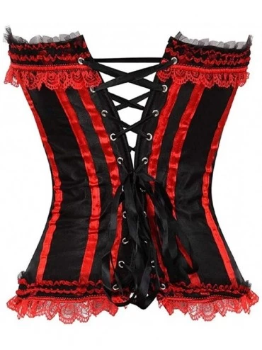 Bustiers & Corsets Women's Sexy Bow Lace Corset Bustier Bodyshaper Top Bodice S-6XL - Red - CT12N1IYQQA $29.59