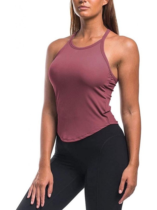 Women S Spaghetti Strap Workout Sports Camisole Racerback Tank Tops Magenta Cn E Eaez