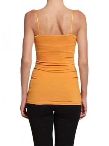 Camisoles & Tanks Basic Spaghetti Strap Long Tank Top Solid Plain Cami Camisole - Mustard - C511L9D9XQ1 $11.71