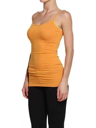 Camisoles & Tanks Basic Spaghetti Strap Long Tank Top Solid Plain Cami Camisole - Mustard - C511L9D9XQ1 $11.71