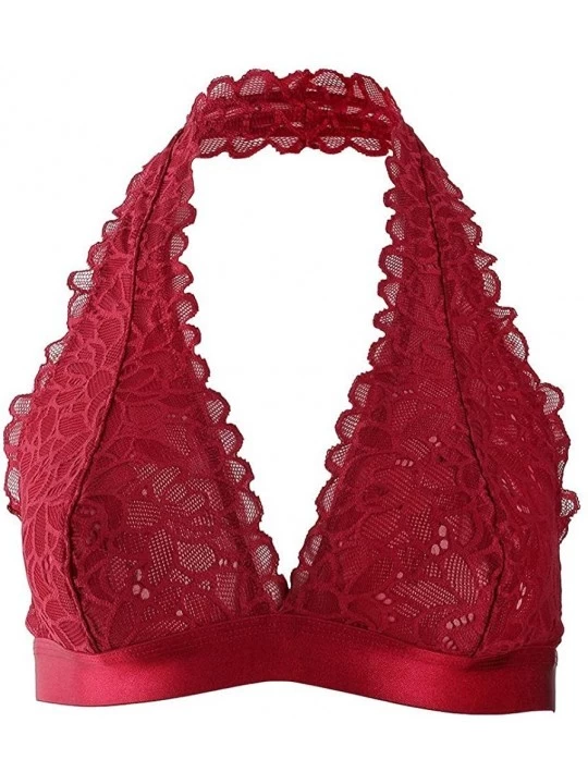 Bras Women's Halter Bralette With Cageback - Solar Red - CT1864SNDO0 $16.55