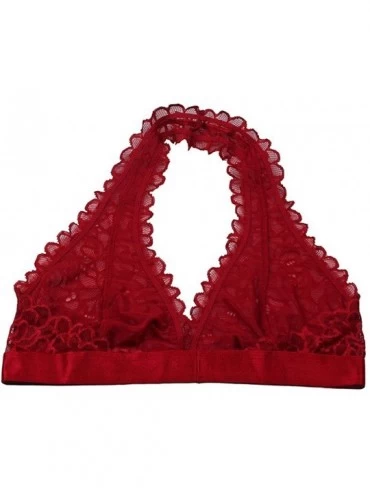 Bras Women's Halter Bralette With Cageback - Solar Red - CT1864SNDO0 $16.55