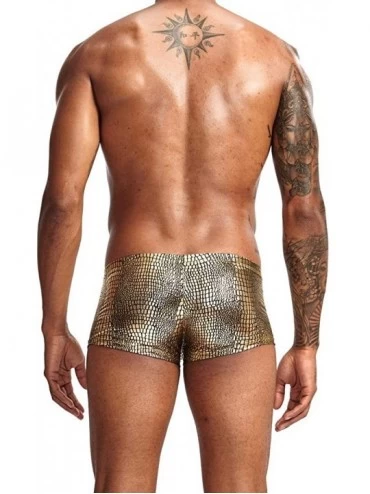 Boxer Briefs Mens Underpants- Metallic Solod Boxer Shorts Swim Trunks Underwear Soft Briefs Boxers - Gold - CQ18U989DQX $9.07