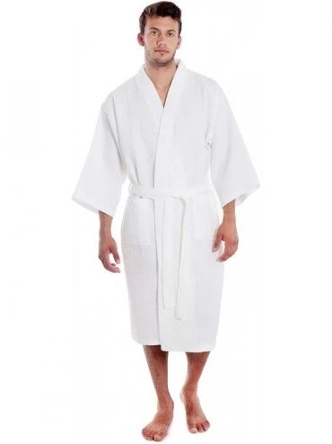 Robes Women's Cotton Lightweight Waffle Weave Spa Robe with Pockets - White - CA110ZE7PC9 $37.28