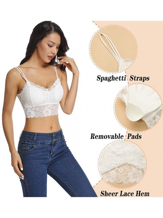 Bralettes For Women Padded Lace Bandeau Bra Strappy Bralettes Halter Cropped Cami Bra Spaghetti 7068