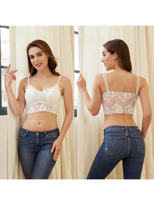 Bralettes For Women Padded Lace Bandeau Bra Strappy Bralettes Halter Cropped Cami Bra Spaghetti 9938