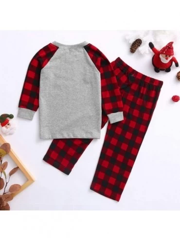 Sleep Sets Family Christmas Pajamas Sleepwear Holiday Matching PJ's Long Sleeve Tee+Pants - Red-kids - CS192OED66R $18.27