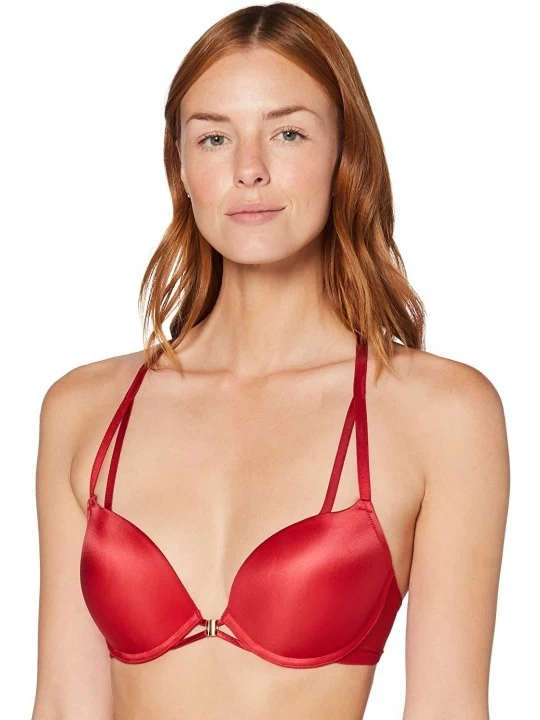 Bras Women's Push-Up Front Closure Microfibre Bra - Red Scooter - C518Z99OTYO $14.64