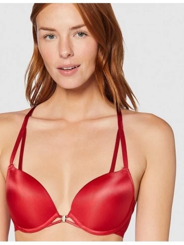 Bras Women's Push-Up Front Closure Microfibre Bra - Red Scooter - C518Z99OTYO $14.64