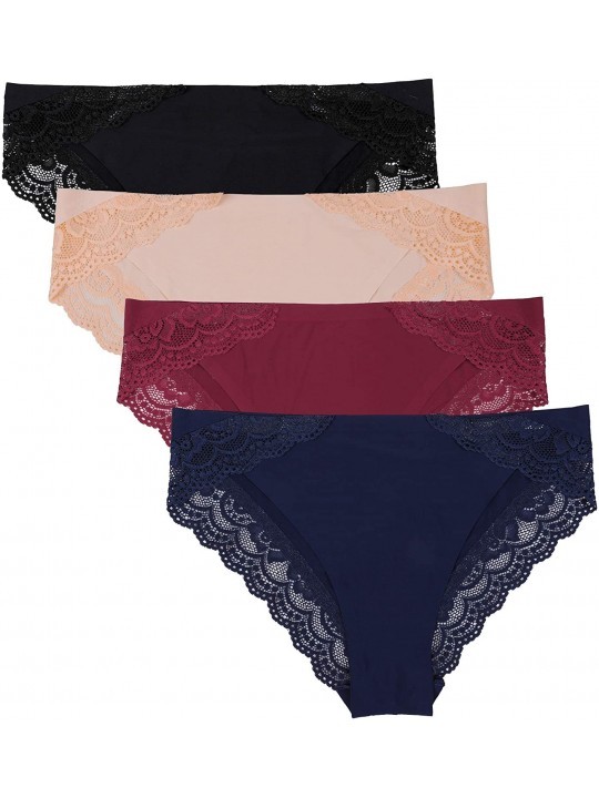 Women's 4 Pack Bikini Panties Lace-Trim Hipster Briefs Underwear ...