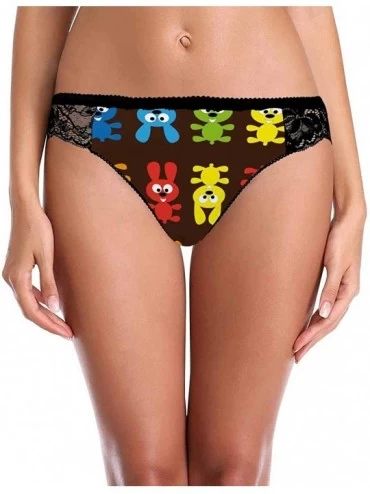 Thermal Underwear Women Lace Underwear Low Waist Brief Soft Panties Rabbits Fun Colorful Pattern - Multi 1 - CQ19E7L75UM $22.64