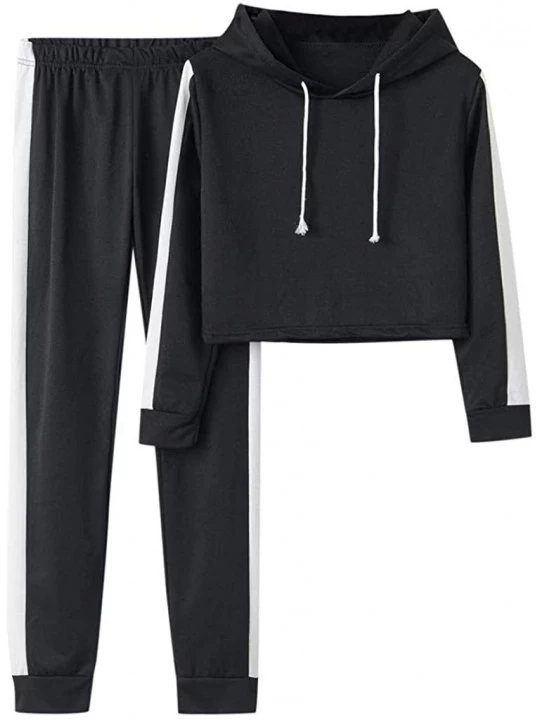 Sets Tracksuit Sweatshirt Pants Sets Women 2Pcs Sports Long Sleeve Casual Suit - Black 07 - C11982A45XX $20.09