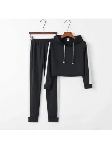 Sets Tracksuit Sweatshirt Pants Sets Women 2Pcs Sports Long Sleeve Casual Suit - Black 07 - C11982A45XX $20.09