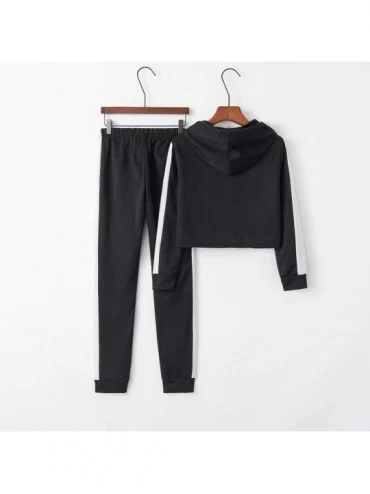 Sets Tracksuit Sweatshirt Pants Sets Women 2Pcs Sports Long Sleeve Casual Suit - Black 07 - C11982A45XX $20.09