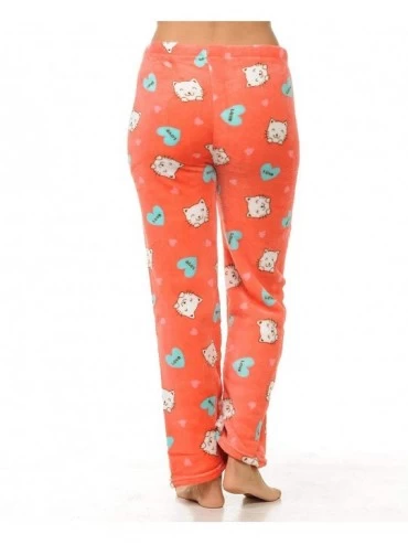 Bottoms Womens Plush Cozy Fabric Pajama Soft Collection - Coral - Cats Love - CR18KLIYIO6 $16.18