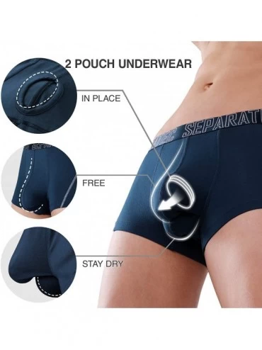 Trunks Men's Underwear 3 Pack Soft and Breathable Bamboo Rayon Separated Pouch Trunks - Navy Blue - CE18I6I0CO3 $31.44