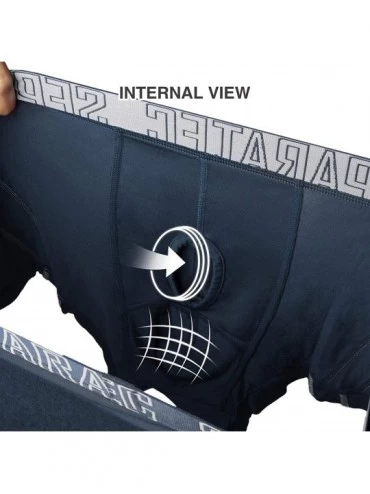 Trunks Men's Underwear 3 Pack Soft and Breathable Bamboo Rayon Separated Pouch Trunks - Navy Blue - CE18I6I0CO3 $31.44