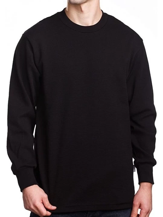 Thermal Underwear Mens Casual Long Sleeve Thermal - Black - C412NDALQ0J $15.74