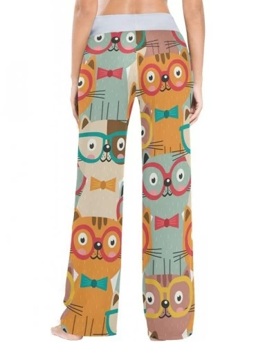 Bottoms Colorful Cats in Glasses Women Pajama Pants Bottoms Palazzo Yoga Stretchy Wide Leg Trousers - CA19C4Y4G40 $17.26