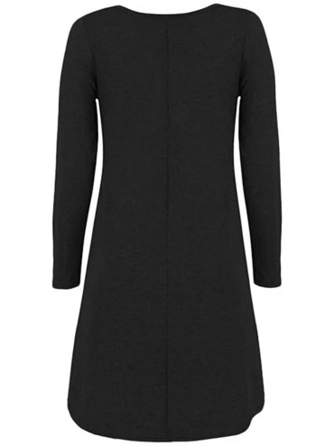 Nightgowns & Sleepshirts Women's Long Sleeve Casual Dress Solid Loose T-Shirt Dress Nightwear Sleepwear Pajamas - Black - CK1...