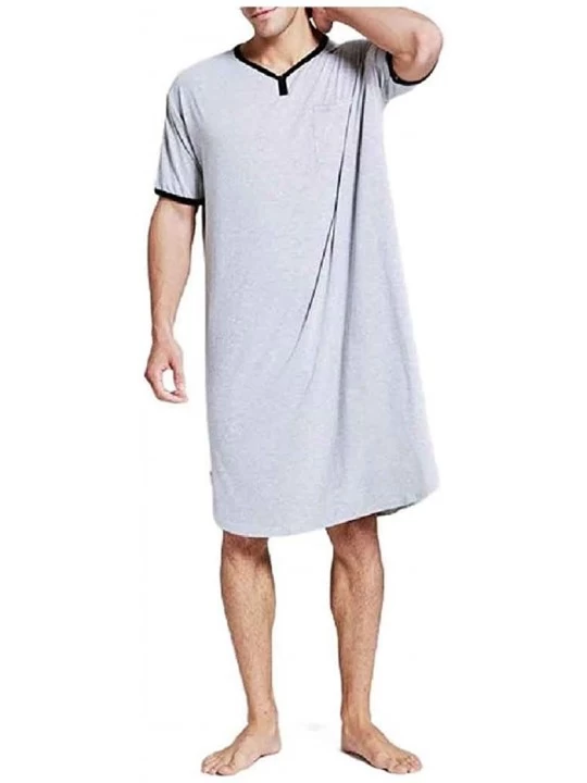 Sleep Sets Mens Lounger Short Sleeve Summer Plus-Size Loose Casual Leisure Pj Set - Grey - CG199CQH6T7 $24.53