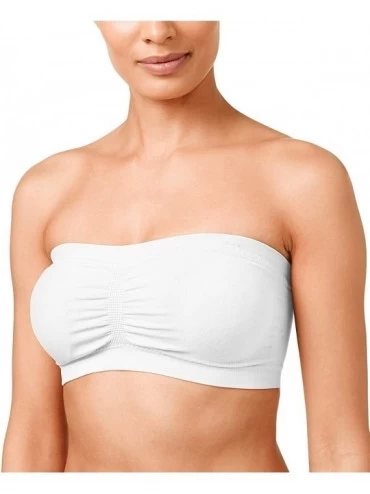 Bras Women's 3 Pack Plus Size Removable Pads Ruched Bandeau Tube Bras - Black- White- Mid Grey - CW18RD9R3TL $15.73