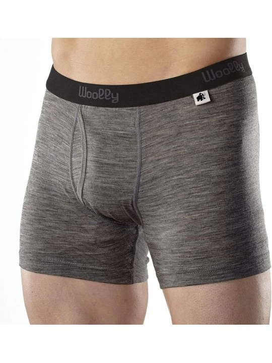 Boxer Briefs Men's Merino Wool Boxer Brief - Everyday Weight - Wicking Breathable Anti-Odor - Charcoal - C212HLDUTW9 $24.54