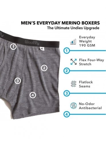 Boxer Briefs Men's Merino Wool Boxer Brief - Everyday Weight - Wicking Breathable Anti-Odor - Charcoal - C212HLDUTW9 $24.54